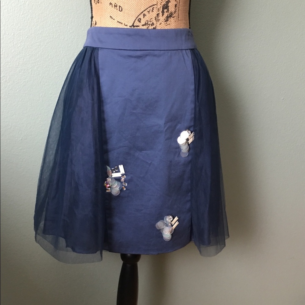 NWT Cynthia Rowley 8 slate navy blue tulle skirt